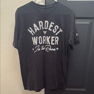 Black Under Armour T-Shirt.  Hardest Worker in the room.